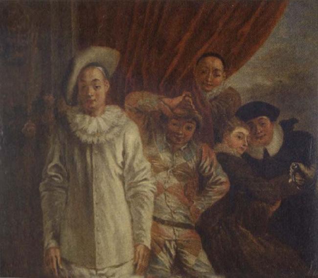 Jean-Antoine Watteau Harlequin,Pierrot and Scapin Sweden oil painting art